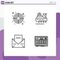 pacote de 4 cores planas criativas de linha preenchida de construção de navio de mensagem seo elementos de design de vetores editáveis de ação de graças