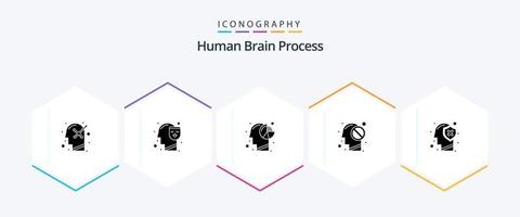 processo do cérebro humano pacote de ícones de 25 glifos, incluindo cérebro. fechado. análise. mente. mente vetor