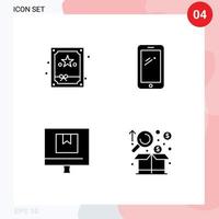 conjunto de glifos sólidos de interface móvel de 4 pictogramas de telefone de comércio de presentes huawei e elementos de design de vetores editáveis