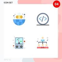 grupo de 4 ícones planos modernos definidos para elementos de design de vetores editáveis de voltímetro de desenvolvimento de globo de negócios