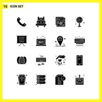 conjunto de 16 sinais de símbolos de ícones de interface do usuário modernos para elementos de design de vetores editáveis de educação de cidade de site de vida de placa
