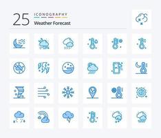 pacote de ícones de 25 cores azuis para clima, incluindo clima. temperatura. clima. clima. chuva vetor