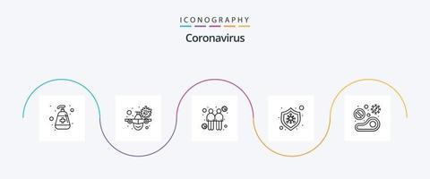 pacote de ícones da linha 5 do coronavírus, incluindo doenças. proteção. aviso. bactérias. toque vetor