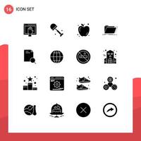 16 glifos sólidos vetoriais temáticos e símbolos editáveis de arquivos de pesquisa arquivo de diretório de primavera elementos editáveis de design vetorial vetor