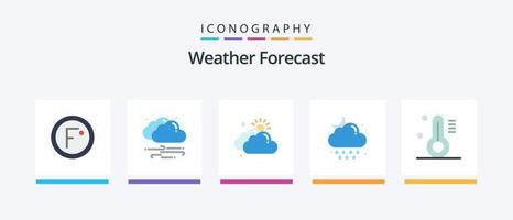 pacote de ícones de tempo plano 5, incluindo lua. chuva. nuvem. solta. Sol. design de ícones criativos vetor