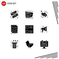 9 ícones criativos, sinais e símbolos modernos de caixa de seleção mixam elementos de design de vetores editáveis de áudio de loop cardíaco