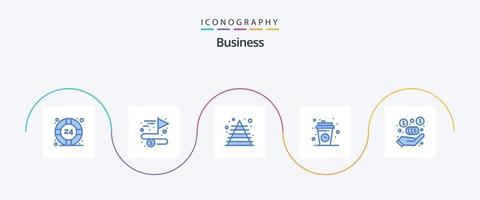 pacote de ícones de negócios azul 5 incluindo comissão. copo. o negócio. pausa para café. pausa vetor
