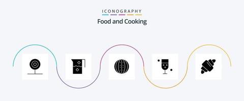 pacote de ícones de glifo de comida 5, incluindo bebida. copo. Comida. melancia. fruta vetor