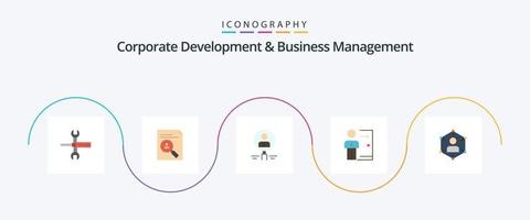 desenvolvimento corporativo e gerenciamento de negócios flat 5 icon pack incluindo pessoas. humano. currículo. contratando. achar vetor
