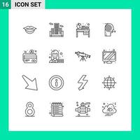16 ícones criativos, sinais e símbolos modernos de mesa de cartão atm, concentrando esforços em elementos de design de vetores editáveis