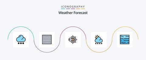 linha do tempo preenchida com 5 ícones planos, incluindo água. rio. ensolarado. clima. Sol vetor