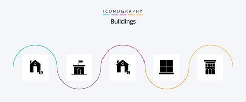 Pacote de ícones de glifo 5 de edifícios, incluindo portão. edifícios. mario. lar. fogo vetor