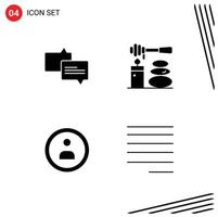 4 ícones criativos, sinais e símbolos modernos de massagens de usuário de bate-papo, pedras deixadas elementos de design vetorial editáveis vetor
