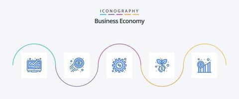 pacote de ícones de economia azul 5 incluindo gráfico. o negócio. dólar. investimento. dólar vetor