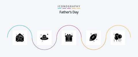 pacote de ícones do glifo 5 do dia dos pais, incluindo o pai. balão. Papai. futebol americano. pai vetor