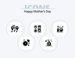 feliz dia das mães glifo ícone pack 5 design de ícone. cosméticos . inventar . inventar. amar vetor