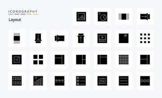 pacote de ícones de glifos sólidos de 25 layouts vetor