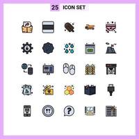 25 ícones criativos, sinais e símbolos modernos de cuecas, roupas, trailer de construção de férias, elementos de design vetorial editáveis vetor