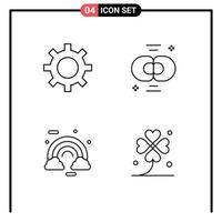 conjunto moderno de pictograma de 4 cores planas de linha preenchida de configuração celebrar célula de manutenção de veículo elementos de design de vetores editáveis coloridos