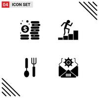 conjunto de pictogramas de glifos sólidos simples de elementos de design de vetores editáveis de gerenciamento de prato de orçamento