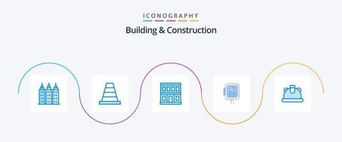 pacote de ícones azul 5 de construção e construção, incluindo . construção. lar. prédio. potência vetor