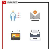 pacote de ícones vetoriais de estoque de sinais e símbolos de 4 linhas para habilidades jogar correio pessoal youtube elementos de design de vetores editáveis