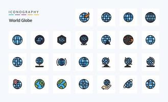 pacote de ícones de estilo cheio de linha de 25 globos vetor