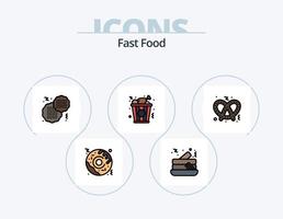 linha de fast food cheia de ícones do pacote 5 design de ícones. . porcaria. Comida. Comida. churrasco vetor