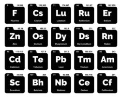 20 tabela periódica do design do pacote de ícones de elementos vetor