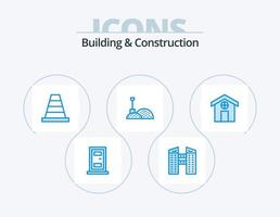 design de ícones do pacote de 5 ícones azuis de construção e construção. . . ferramenta. lar. cidade vetor