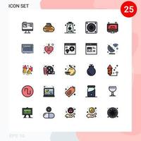25 interface do usuário linha cheia pacote de cores planas de sinais e símbolos modernos de elementos de design de vetores editáveis de fã de campanha de água de informação pública