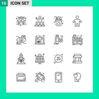 16 ícones criativos sinais e símbolos modernos de elementos de design de vetores editáveis da equipe do pai dos olhos