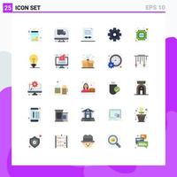 conjunto de pictogramas de 25 cores planas simples de contrato de media player de chip, documento de mídia, elementos de design de vetores editáveis