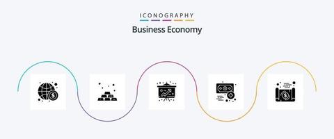 pacote de ícones de glifo 5 de economia, incluindo economia. bancário. economia. renda. economia vetor