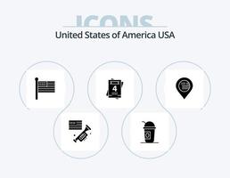 Eua glifo icon pack 5 design de ícone. mapa. americano. bandeira. Casamento. convite vetor