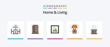 pacote de ícones de 5 casas e apartamentos, incluindo cômoda. casa. interior. caroço. vivo. design de ícones criativos vetor