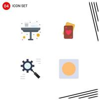 4 ícones criativos, sinais e símbolos modernos de vidro comercial de café da manhã, dados de amor editáveis elementos de design vetorial vetor