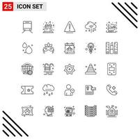 conjunto de 25 sinais de símbolos de ícones de interface do usuário modernos para elementos de design vetoriais editáveis do roteador de nuvem de aviso de carruagem de noel vetor