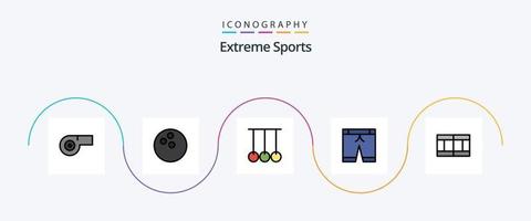 linha esportiva cheia de pacote de 5 ícones planos, incluindo . esporte. tênis. campo vetor