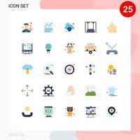 conjunto de cores planas de interface móvel de 25 pictogramas de dedos crianças relatam elementos de design de vetores editáveis de diversão para crianças