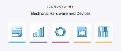 pacote de ícones de 5 dispositivos azuis, incluindo piano. teclado. música. áudio. Móvel. design de ícones criativos vetor