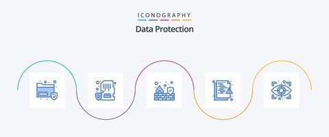 pacote de ícones azul 5 de proteção de dados, incluindo segurança. rede. Móvel. hacker. muro vetor