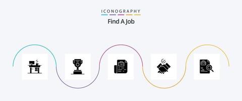 encontre um pacote de ícones de glifo 5 de trabalho, incluindo pesquisa. trabalhador. documento. trabalhos. trabalho vetor