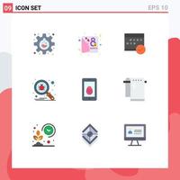 pacote de interface do usuário de 9 cores planas básicas de eventos de planejamento de programação de bugs de pesquisa elementos de design de vetores editáveis