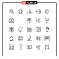 grupo de símbolos de ícone universal de 25 linhas modernas de sistema de tecnologia celta mira elementos de design de vetores editáveis