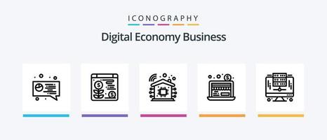 pacote de ícones da linha de negócios de economia digital 5, incluindo finanças. o negócio. gráfico. dinheiro. economia. design de ícones criativos vetor