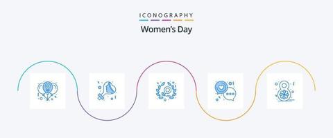 pacote de ícones do dia azul 5 das mulheres, incluindo oito. Ame. comemoro. coração. bate-papo vetor