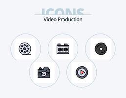 linha de produção de vídeo cheia de ícones do pacote 5 design de ícones. . filme . multimídia. televisão . fotos vetor