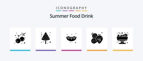 pacote de ícones de glyph 5 de bebida de comida de verão, incluindo . Comida. doce. salada. fruta. design de ícones criativos vetor