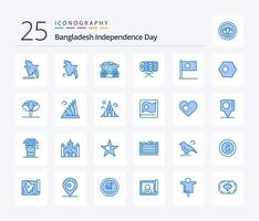 dia da independência de bangladesh 25 pacote de ícones de cor azul, incluindo bangladesh. asiático. Comida. st. irlandês vetor